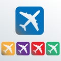 Airplane or aircraft flat icon. Colorful vector illustration
